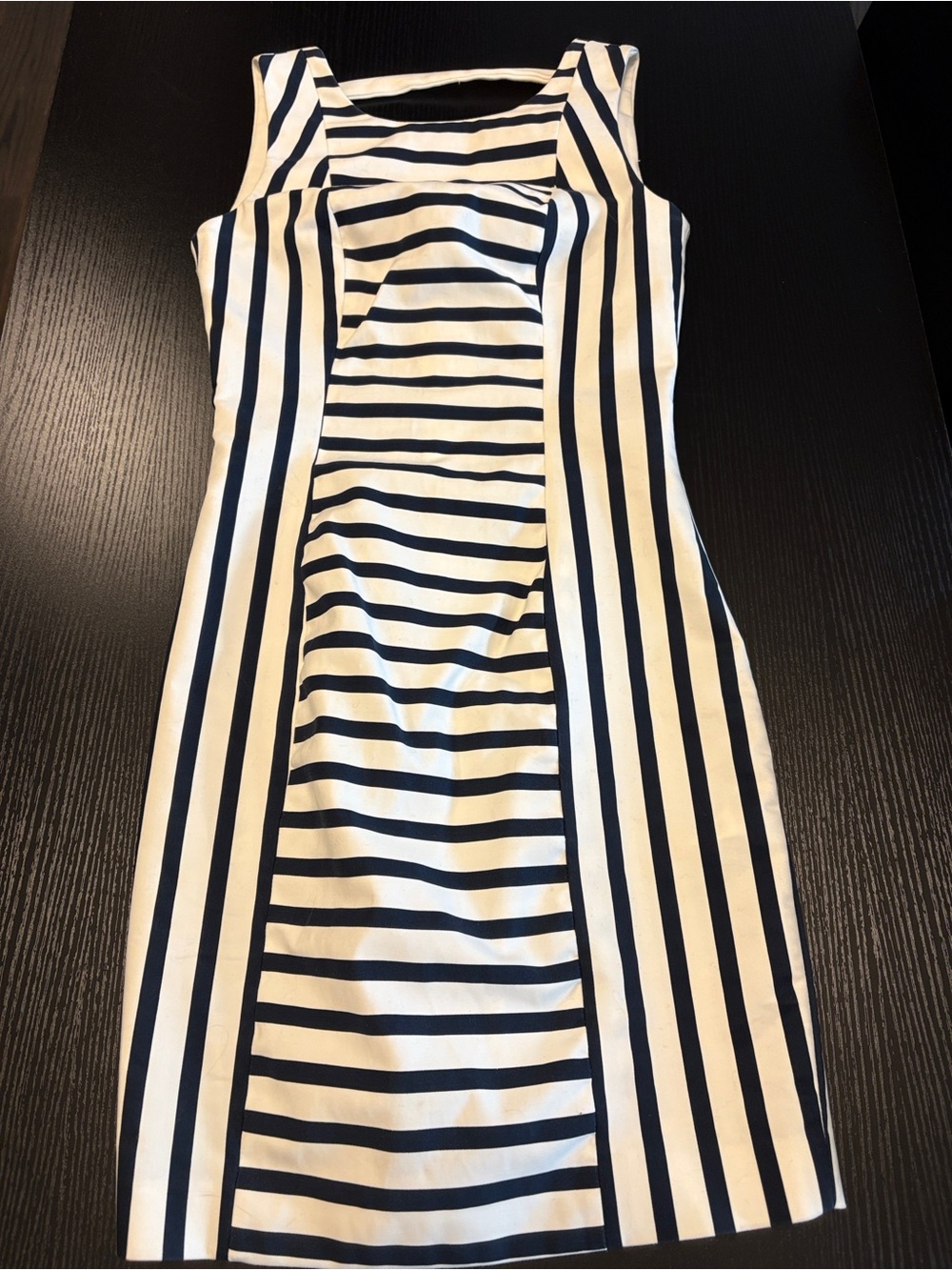 H&M Navy and White Striped Midi Sheath Dress